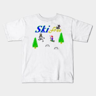 Skifree Retro 90’s PC Game Kids T-Shirt